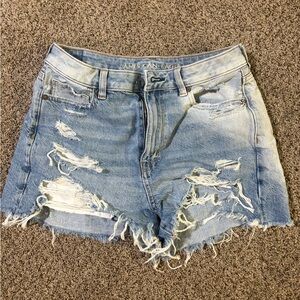 American Eagle Outfitters Distressed Blue Denim Mom Shorts